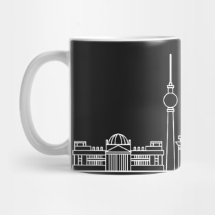 Berlin Skyline in white with details Mug